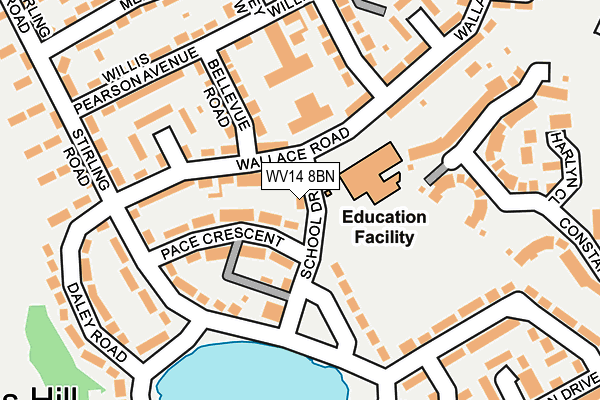 WV14 8BN map - OS OpenMap – Local (Ordnance Survey) WV14 8BN map - OS OpenMap – Local (Ordnance Survey)