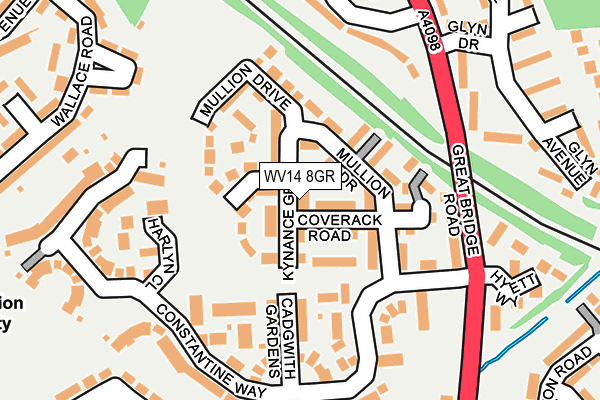 WV14 8GR map - OS OpenMap – Local (Ordnance Survey) WV14 8GR map - OS OpenMap – Local (Ordnance Survey)
