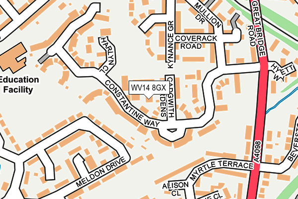 WV14 8GX map - OS OpenMap – Local (Ordnance Survey) WV14 8GX map - OS OpenMap – Local (Ordnance Survey)
