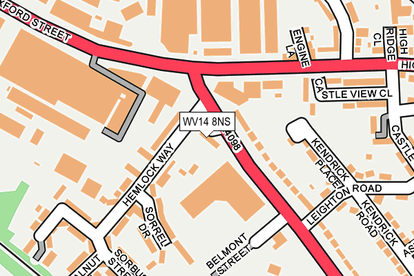 WV14 8NS map - OS OpenMap – Local (Ordnance Survey) WV14 8NS map - OS OpenMap – Local (Ordnance Survey)