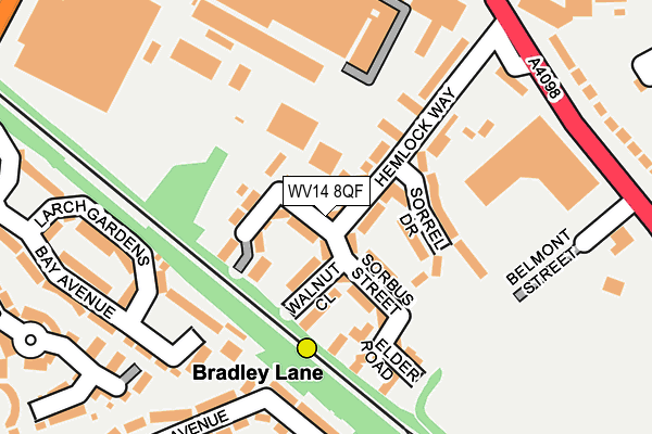 WV14 8QF map - OS OpenMap – Local (Ordnance Survey) WV14 8QF map - OS OpenMap – Local (Ordnance Survey)