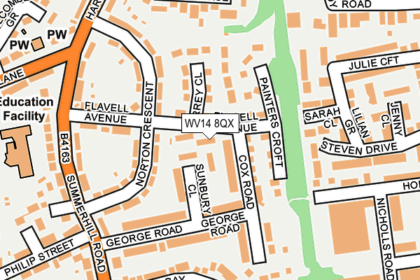 WV14 8QX map - OS OpenMap – Local (Ordnance Survey) WV14 8QX map - OS OpenMap – Local (Ordnance Survey)