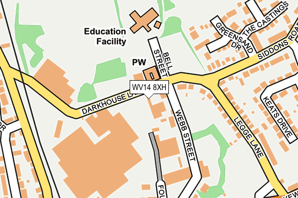 WV14 8XH map - OS OpenMap – Local (Ordnance Survey) WV14 8XH map - OS OpenMap – Local (Ordnance Survey)