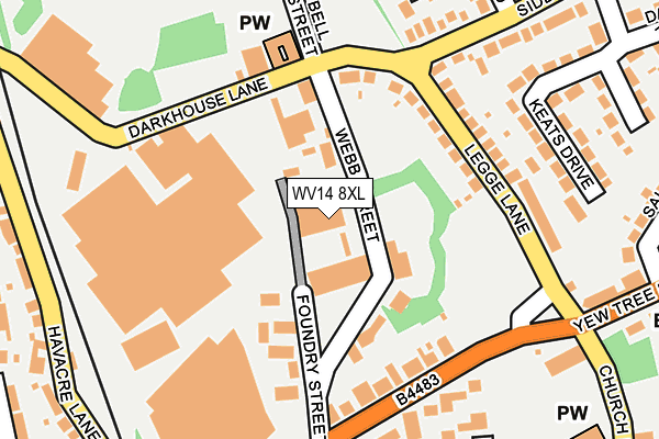 WV14 8XL map - OS OpenMap – Local (Ordnance Survey) WV14 8XL map - OS OpenMap – Local (Ordnance Survey)