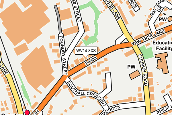 WV14 8XS map - OS OpenMap – Local (Ordnance Survey) WV14 8XS map - OS OpenMap – Local (Ordnance Survey)