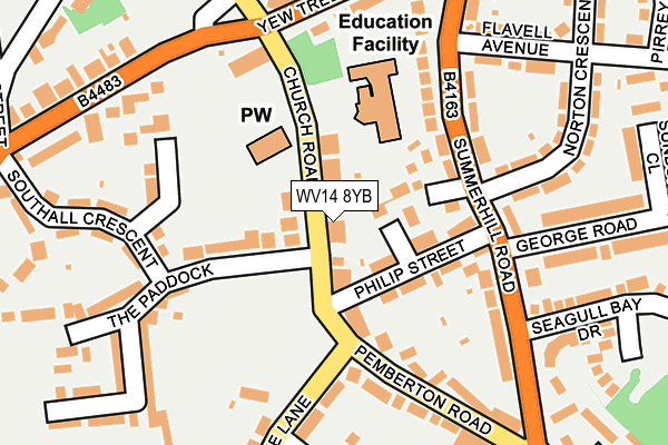 WV14 8YB map - OS OpenMap – Local (Ordnance Survey) WV14 8YB map - OS OpenMap – Local (Ordnance Survey)