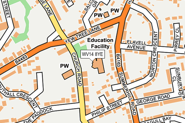 WV14 8YE map - OS OpenMap – Local (Ordnance Survey) WV14 8YE map - OS OpenMap – Local (Ordnance Survey)