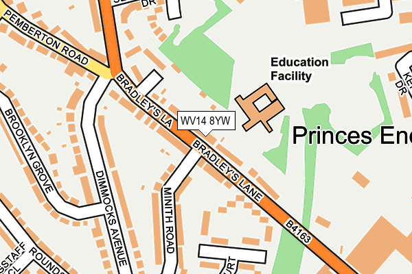 WV14 8YW map - OS OpenMap – Local (Ordnance Survey) WV14 8YW map - OS OpenMap – Local (Ordnance Survey)