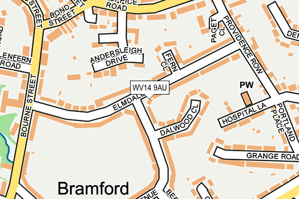 WV14 9AU map - OS OpenMap – Local (Ordnance Survey) WV14 9AU map - OS OpenMap – Local (Ordnance Survey)