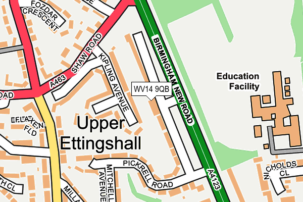 WV14 9QB map - OS OpenMap – Local (Ordnance Survey) WV14 9QB map - OS OpenMap – Local (Ordnance Survey)