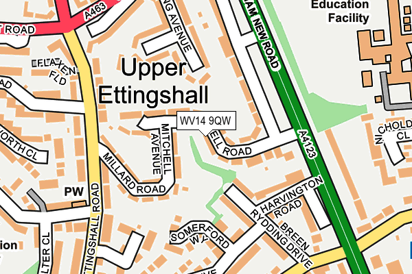 WV14 9QW map - OS OpenMap – Local (Ordnance Survey) WV14 9QW map - OS OpenMap – Local (Ordnance Survey)
