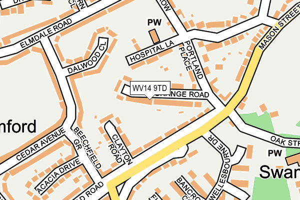 WV14 9TD map - OS OpenMap – Local (Ordnance Survey) WV14 9TD map - OS OpenMap – Local (Ordnance Survey)