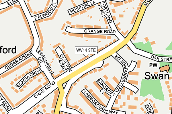 WV14 9TE map - OS OpenMap – Local (Ordnance Survey) WV14 9TE map - OS OpenMap – Local (Ordnance Survey)