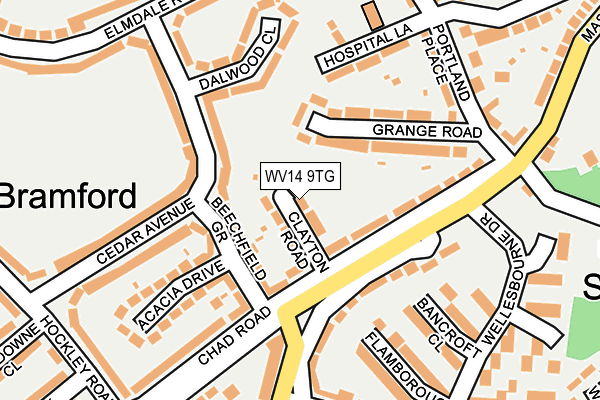 WV14 9TG map - OS OpenMap – Local (Ordnance Survey) WV14 9TG map - OS OpenMap – Local (Ordnance Survey)