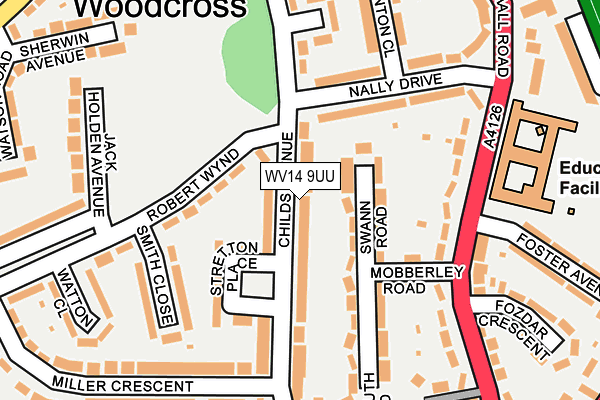 WV14 9UU map - OS OpenMap – Local (Ordnance Survey) WV14 9UU map - OS OpenMap – Local (Ordnance Survey)