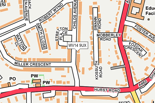 WV14 9UX map - OS OpenMap – Local (Ordnance Survey) WV14 9UX map - OS OpenMap – Local (Ordnance Survey)