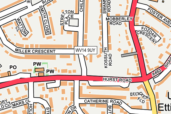 WV14 9UY map - OS OpenMap – Local (Ordnance Survey) WV14 9UY map - OS OpenMap – Local (Ordnance Survey)