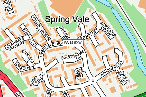 WV14 9XW map - OS OpenMap – Local (Ordnance Survey) WV14 9XW map - OS OpenMap – Local (Ordnance Survey)