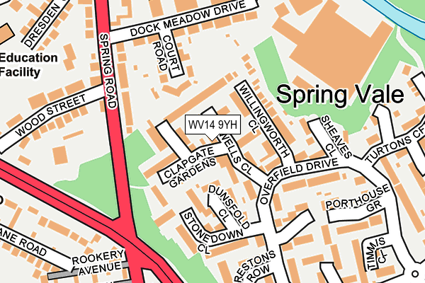 WV14 9YH map - OS OpenMap – Local (Ordnance Survey) WV14 9YH map - OS OpenMap – Local (Ordnance Survey)