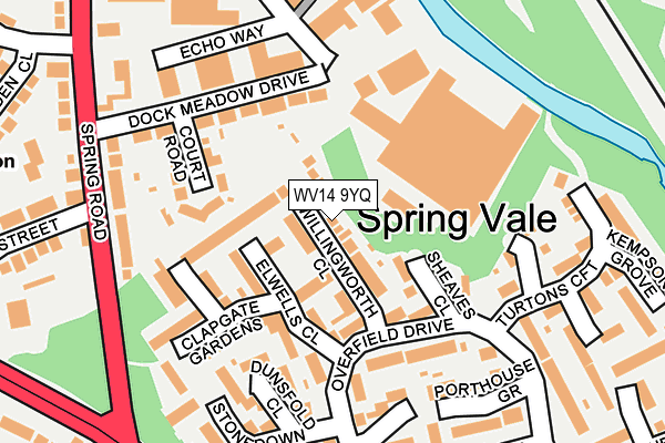 WV14 9YQ map - OS OpenMap – Local (Ordnance Survey) WV14 9YQ map - OS OpenMap – Local (Ordnance Survey)