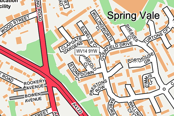 WV14 9YW map - OS OpenMap – Local (Ordnance Survey) WV14 9YW map - OS OpenMap – Local (Ordnance Survey)