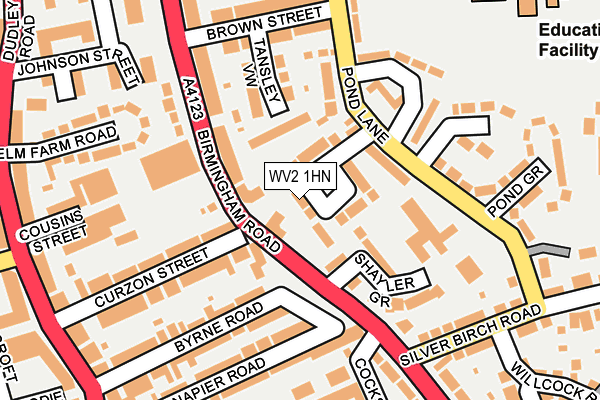 WV2 1HN map - OS OpenMap – Local (Ordnance Survey) WV2 1HN map - OS OpenMap – Local (Ordnance Survey)