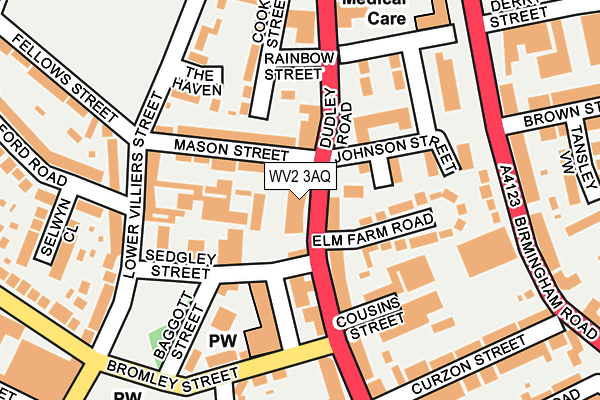 WV2 3AQ map - OS OpenMap – Local (Ordnance Survey) WV2 3AQ map - OS OpenMap – Local (Ordnance Survey)