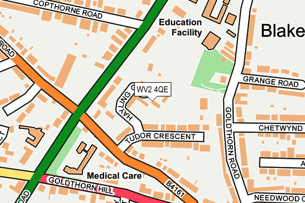 WV2 4QE map - OS OpenMap – Local (Ordnance Survey) WV2 4QE map - OS OpenMap – Local (Ordnance Survey)