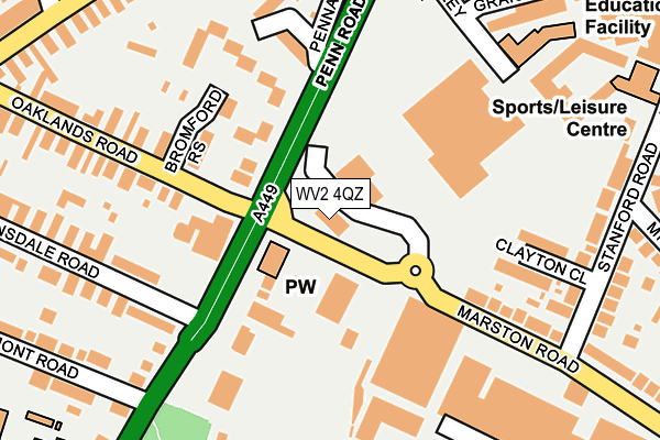 WV2 4QZ map - OS OpenMap – Local (Ordnance Survey) WV2 4QZ map - OS OpenMap – Local (Ordnance Survey)