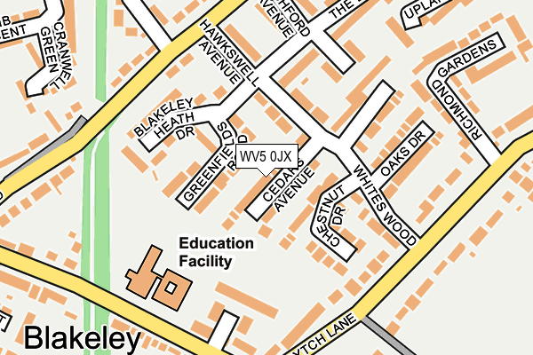 WV5 0JX map - OS OpenMap – Local (Ordnance Survey)
