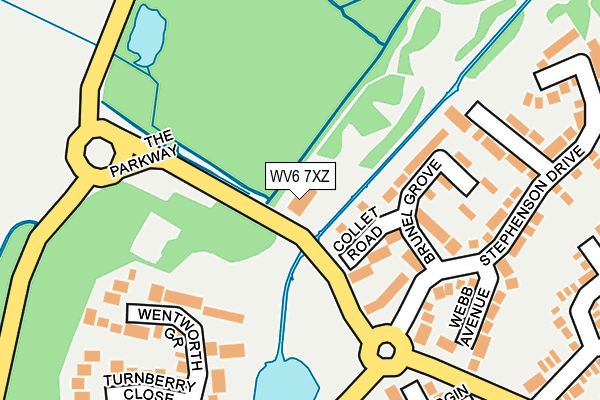 WV6 7XZ map - OS OpenMap – Local (Ordnance Survey) WV6 7XZ map - OS OpenMap – Local (Ordnance Survey)