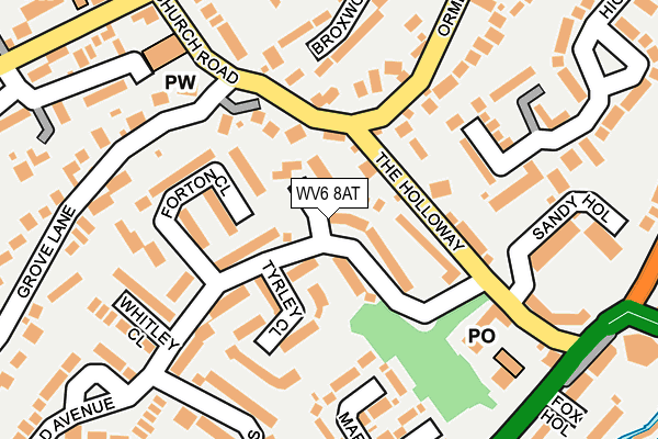 WV6 8AT map - OS OpenMap – Local (Ordnance Survey) WV6 8AT map - OS OpenMap – Local (Ordnance Survey)