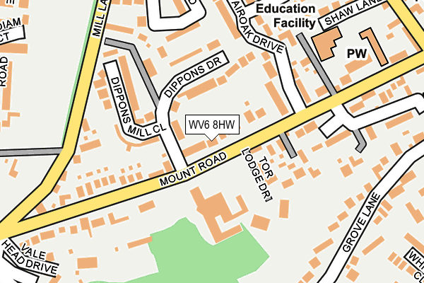 WV6 8HW map - OS OpenMap – Local (Ordnance Survey)