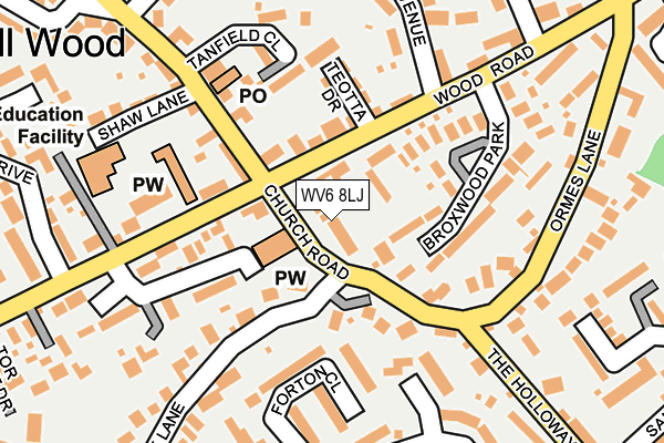 WV6 8LJ map - OS OpenMap – Local (Ordnance Survey) WV6 8LJ map - OS OpenMap – Local (Ordnance Survey)