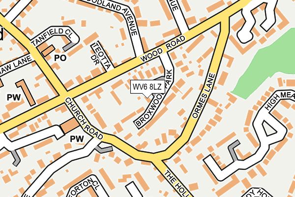 WV6 8LZ map - OS OpenMap – Local (Ordnance Survey) WV6 8LZ map - OS OpenMap – Local (Ordnance Survey)