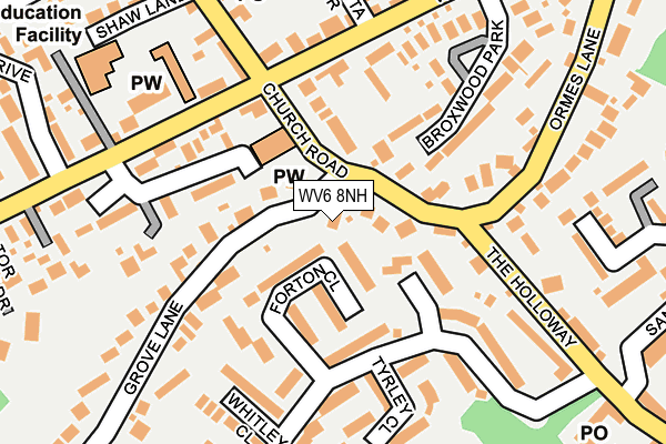 WV6 8NH map - OS OpenMap – Local (Ordnance Survey) WV6 8NH map - OS OpenMap – Local (Ordnance Survey)