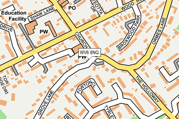 WV6 8NQ map - OS OpenMap – Local (Ordnance Survey) WV6 8NQ map - OS OpenMap – Local (Ordnance Survey)
