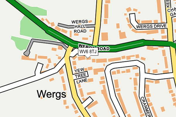 WV6 8TJ map - OS OpenMap – Local (Ordnance Survey) WV6 8TJ map - OS OpenMap – Local (Ordnance Survey)