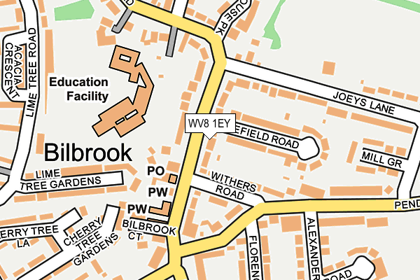 WV8 1EY map - OS OpenMap – Local (Ordnance Survey) WV8 1EY map - OS OpenMap – Local (Ordnance Survey)