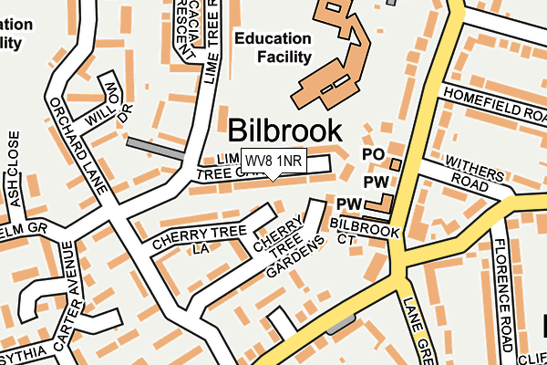 WV8 1NR map - OS OpenMap – Local (Ordnance Survey)