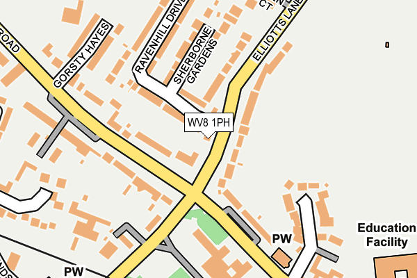 WV8 1PH map - OS OpenMap – Local (Ordnance Survey) WV8 1PH map - OS OpenMap – Local (Ordnance Survey)