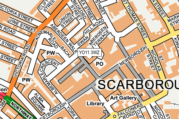 YO11 3WZ map - OS OpenMap – Local (Ordnance Survey)