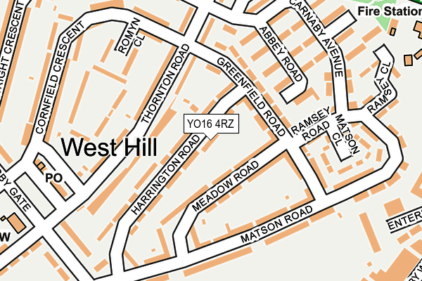 YO16 4RZ map - OS OpenMap – Local (Ordnance Survey) YO16 4RZ map - OS OpenMap – Local (Ordnance Survey)