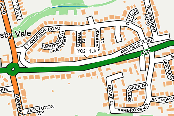 YO21 1LX map - OS OpenMap – Local (Ordnance Survey)