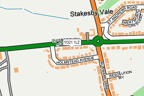 YO21 1LZ map - OS OpenMap – Local (Ordnance Survey)