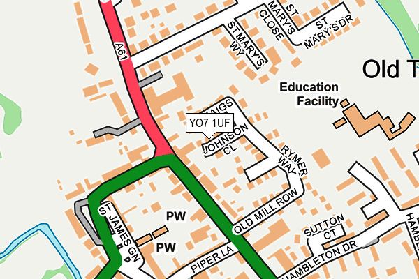 YO7 1UF map - OS OpenMap – Local (Ordnance Survey) YO7 1UF map - OS OpenMap – Local (Ordnance Survey)