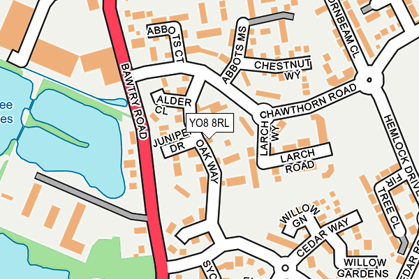 YO8 8RL map - OS OpenMap – Local (Ordnance Survey) YO8 8RL map - OS OpenMap – Local (Ordnance Survey)