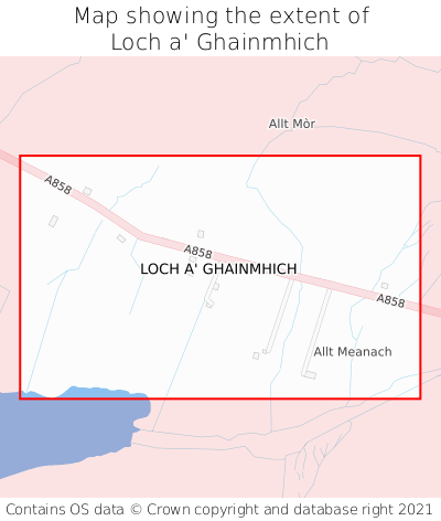 Map showing extent of Loch a' Ghainmhich as bounding box