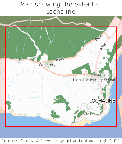 Map showing extent of Lochaline as bounding box