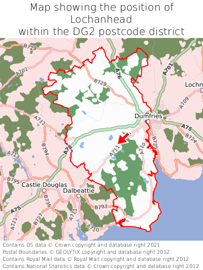Map showing location of Lochanhead within DG2